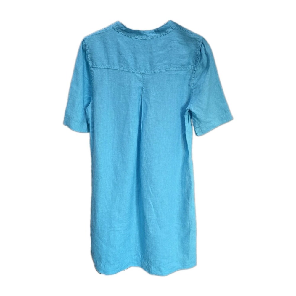 Harris Cotton Turquoise Midi Shift Linen Coastal Classic Resort Wear Dress Small - Picture 9 of 9